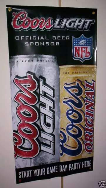 Coors Light / Coors Original Beer Vinyl Bar Poster Nfl Football Bullet Nos