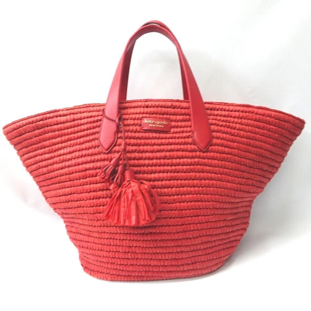 Ft583032 Kate Spade Tote Bag Basket Bag with Tassel Red Women's Kate Spade Used