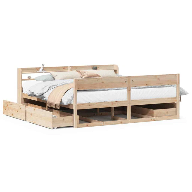 BED FRAME WITHOUT Mattress 180x200 cm Super King Solid Wood Pine vidaXL