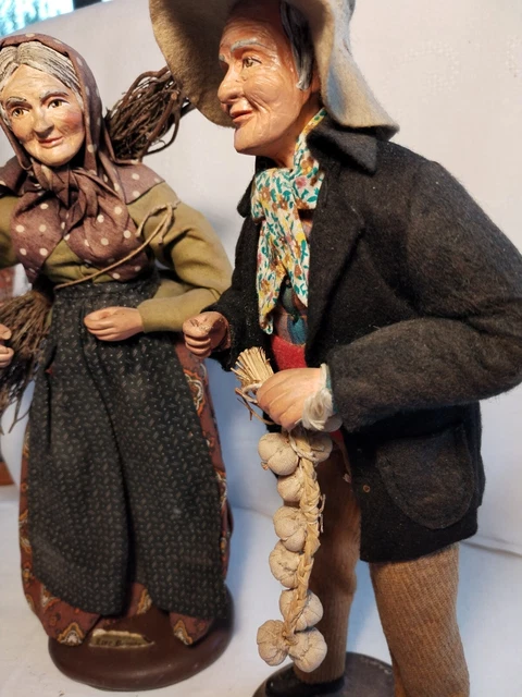 santon ancien Lise Berger lot 2 figurines, 31 cm, couple de campagne bon état