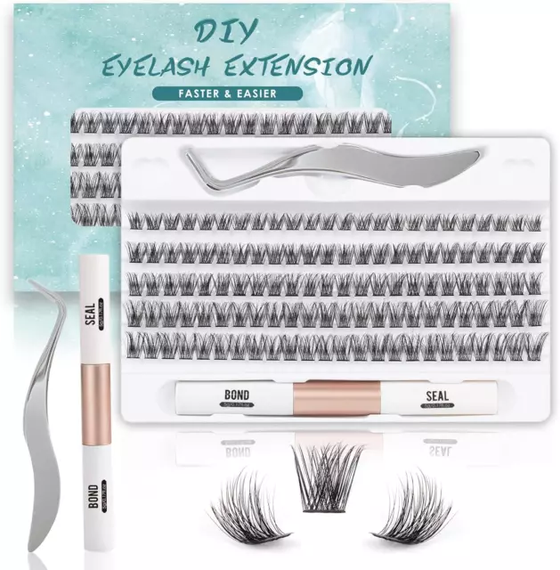 Lash Extension Kit-Individual Lashes with Bond and Seal-120 Lash Clusters DIY