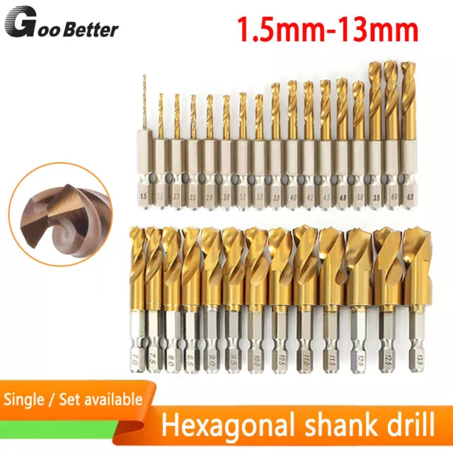 Hexagonal Shank Drill Stainless Steel Drill Bits 1.5-13mm Reduced Shank Drills