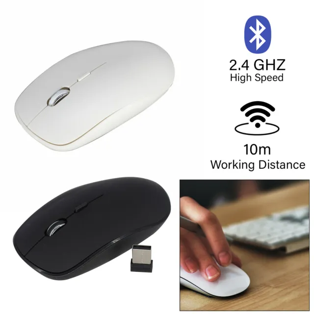 2.4GHz Optique sans Fil Slim USB Scroll Souris Bureau Travail Noir Blanc Couleur