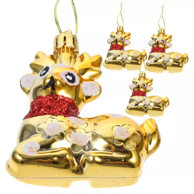 4 Pcs Christmas Tree Deer Pendant Decorations Hanging Ornaments