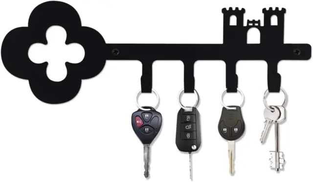 Wall Mounted Iron Key Holder with 4 Key Hooks Organizer for car or house keys