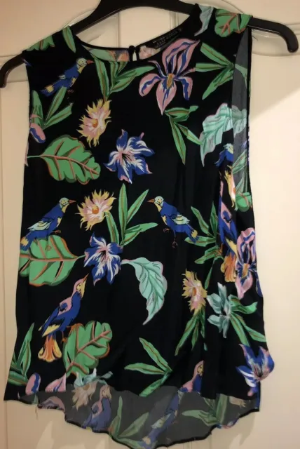 Zara Womens Two Piece Set Black Floral Print Size Large