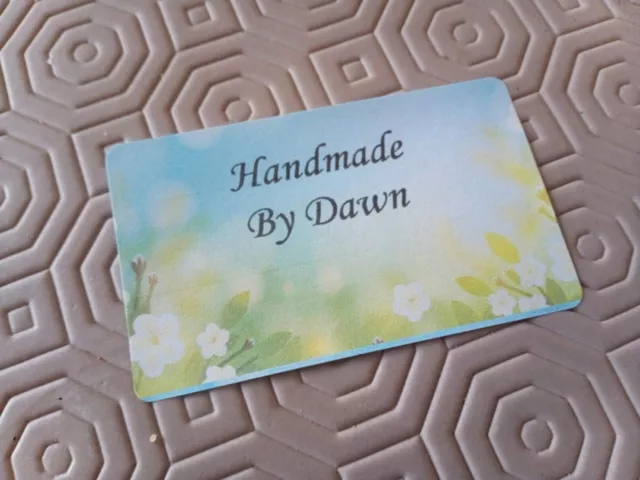 Hand Made By - Floral Personalised Craft Labels Stickers 21 Per Sheet
