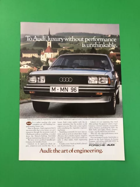 1982 1983 Audi 5000 Turbo Vintage Original Print Ad Advertisement Printed