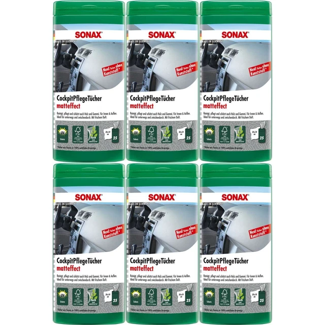 Sonax Cockpit panni cura scatola effetto opaco 25 pezzi set VPE 6 pezzi 04158410