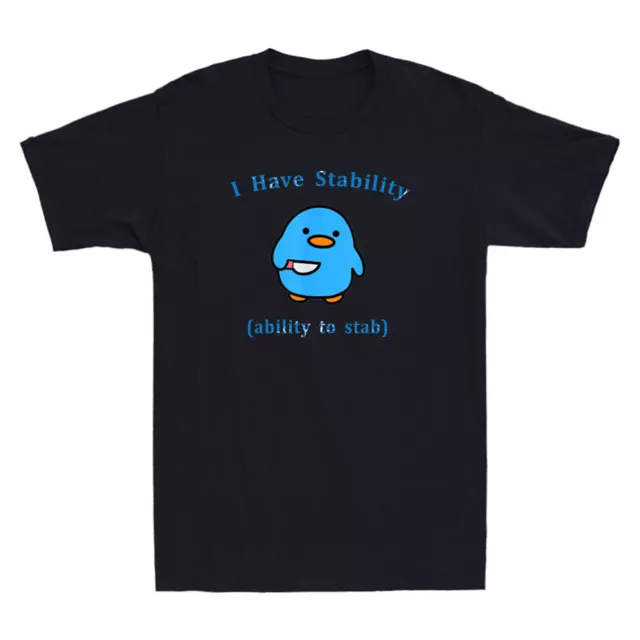 I Have Stability Ability To Stab Funny Duck With Knife Meme Retro Men's T-Shirt