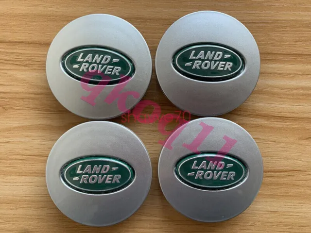 LAND ROVER RANGE ROVER WHEEL CENTER HUB CAPS SILVER/GREEN 63mm 4pcs Set