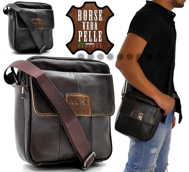 Borsa Uomo Vintage pelle venata Tracolla Messanger Uomo MARRONE grande –  Gyoiamea