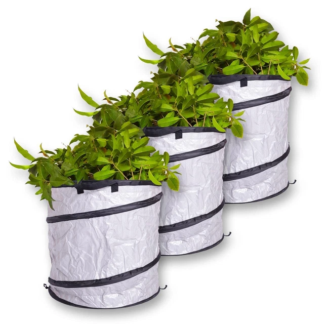 Juego de 3 bolsas de residuos de jardín GB085, bolsa de hojas 85 litros bolsa de jardín contenedor