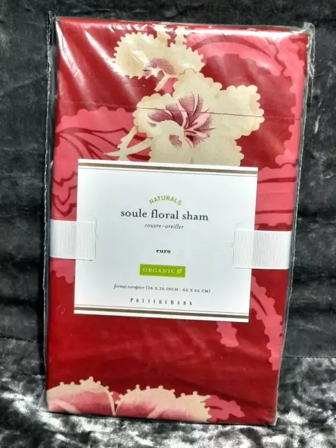 New Pottery Barn Natural Soule Flora Euro Pillow Sham *Organic Cotton *26"x26"