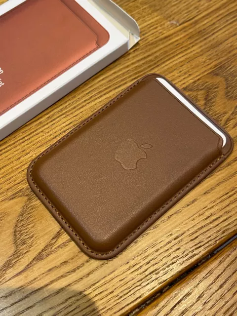 APPLE LEATHER WALLET W/ MAGSAFE ACCESSORY FOR IPHONE 14 13 12 -Chocolate Brown
