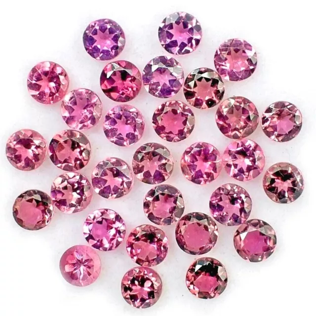 Wholesale Lot 4mm Round Facet Natural Pink Tourmaline Loose Calibrated Gemstone