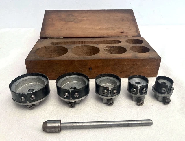 VINTAGE ENOX HOLE Saw Cutting Kit & Box Tools Woodwork Carpentry ...