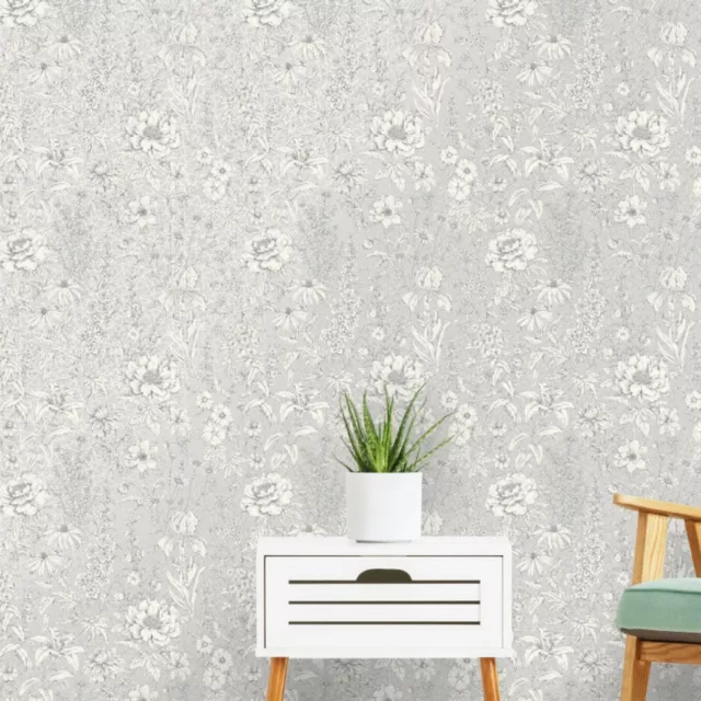 Floral Mid Grey Wallpaper Holden Decor Lavana Textured Vinyl 35823