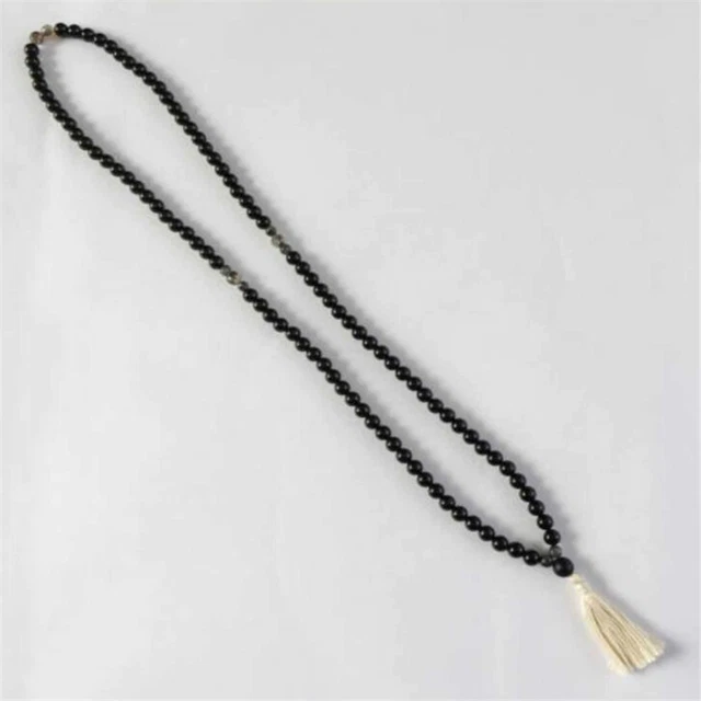 6mm 108 Abrazine Black Dragon Agate Gemstone Necklace All Saints' Day Elegant