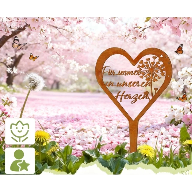 HEART-SHAPED MARKER CEMETERY Setting Rust-resistant Steel Construction ...