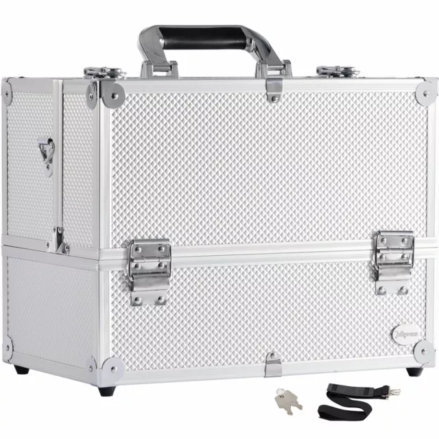 Joligrace Extra Large Makeup Train Case 6 Tray Make Up Artists Organizer Box ...