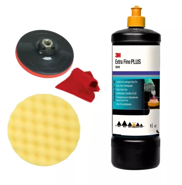 Kit de Lustrage 3M Bouchon Jaune 80349 + 50488 + Plateau + Microfibres