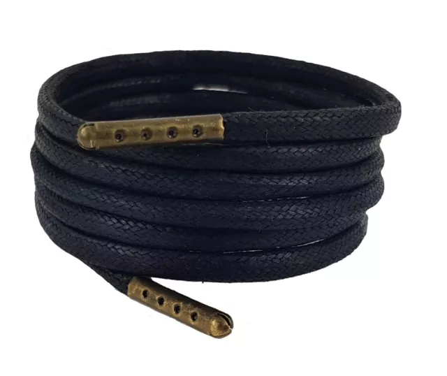 Black heavy duty 5 mm round Wax Cotton Laces sizes from 45 cm-200 cm