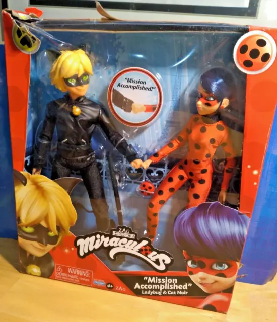 Miraculous Mission Accomplished Ladybug and Cat Noir Doll Playset, 4 Pieces  