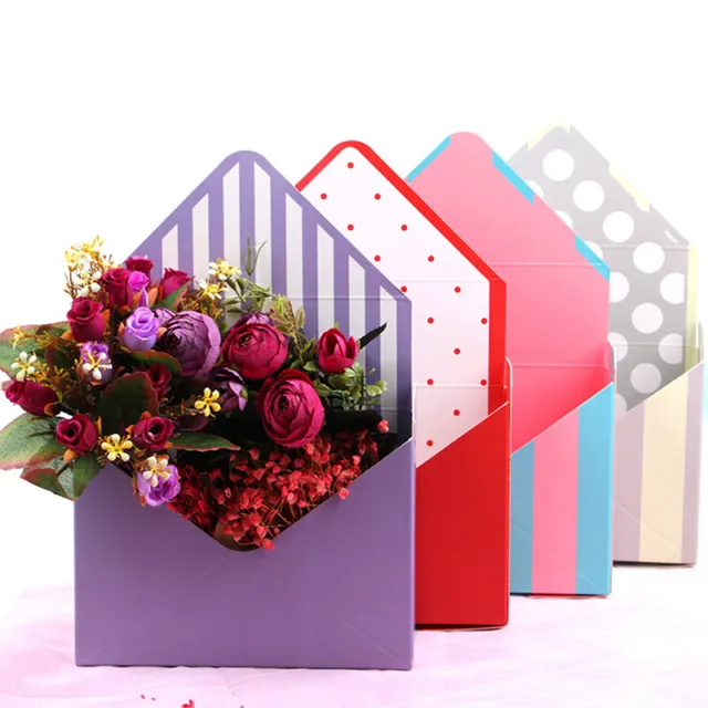 Striped Romantic Envelope Flower Box Holder Florist Bouquet Packing Storage BLN
