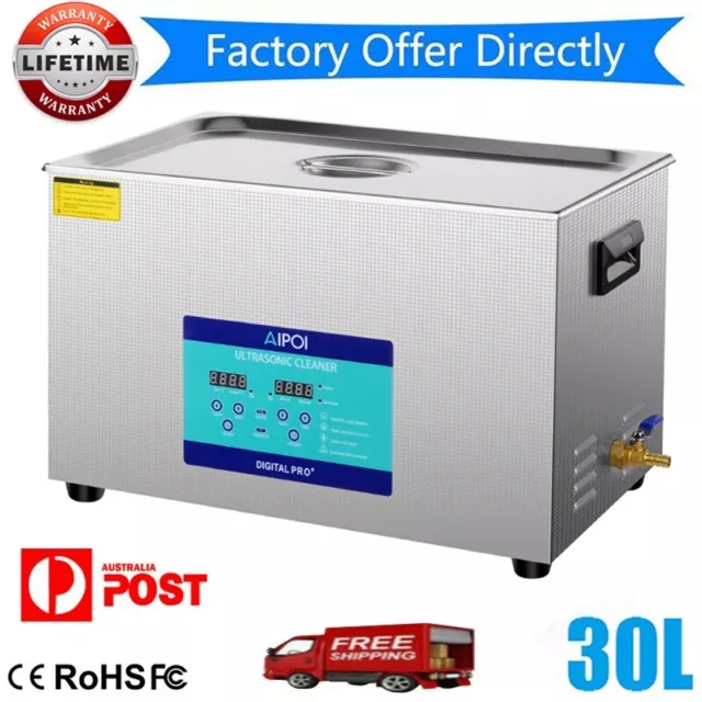 30L Digital Ultrasonic Cleaner Stainless Steel Heater Industry Heated W/ Timer