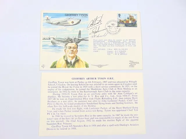 RAF TP23 Cover Geoffrey Tyson - flown - winchester class signed by all crew -