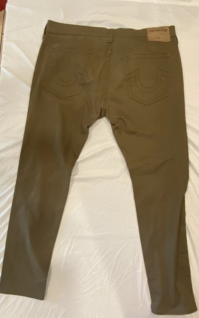 True Religion Mens Khaki Coin Pocket Rocco Denim Straight Jeans Size 40