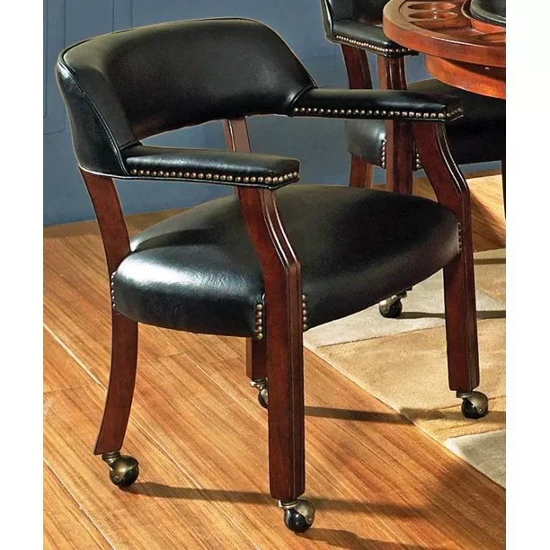 Steve Silver Traditional Tournament Arm Chair With Casters in Black
