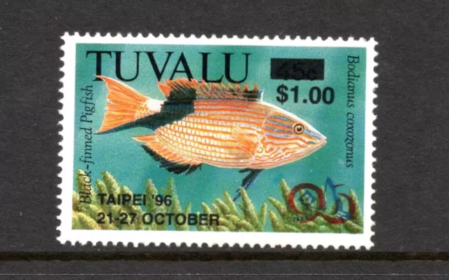 R4060 Tuvalu 1996 fish marine Taipei '96 OVERPRINTED & SURCHARGED MNH