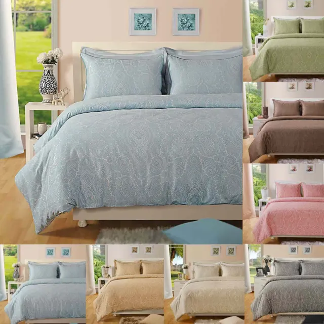 400TC Luxury Cotton Rich Paisley Printed Duvet Cover Pillowcases Bedding Set