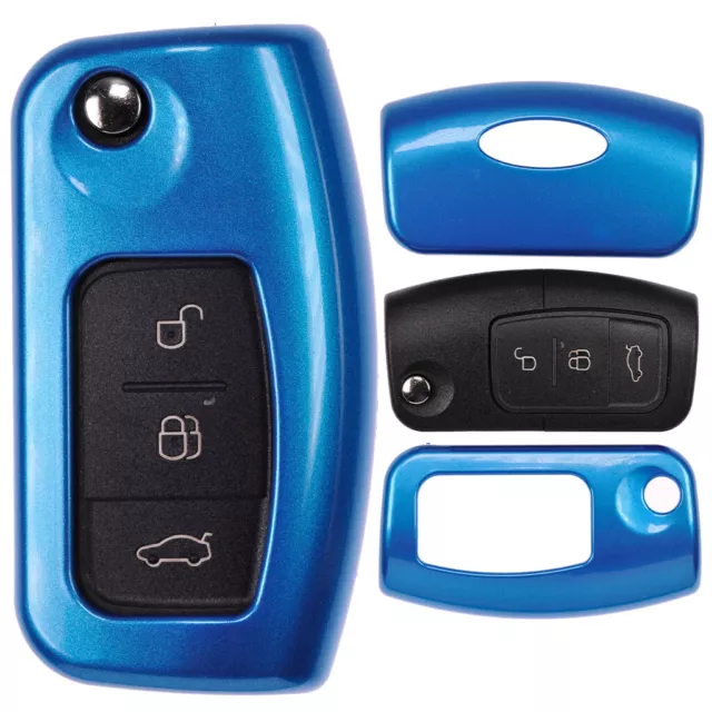 Auto Schlüssel Hülle Hartschale Cover Blau für Hyundai Tucson i40 i10 i20  ix35
