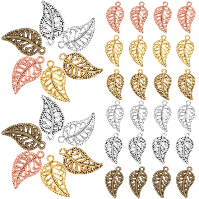 300pcs feuilles charmes feuilles d'alliage charmes pendants en métal à feuilles