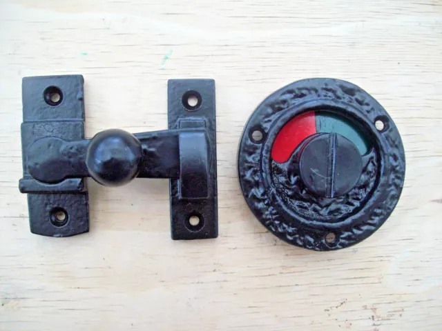 Black Antique Iron WC Vacant Engaged Toilet Bathroom door lock Indicator bolts