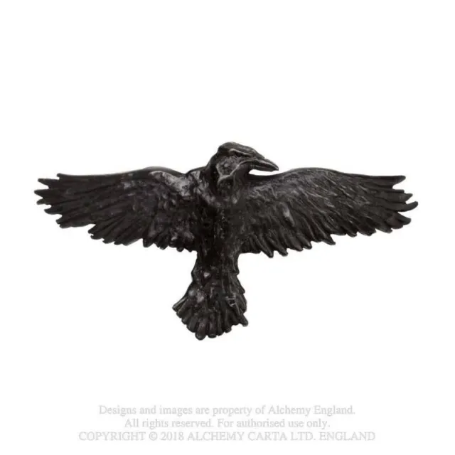 Clip per capelli Alchemia Gotica peltro nero corvo uccellino scorrevole Barette HH10