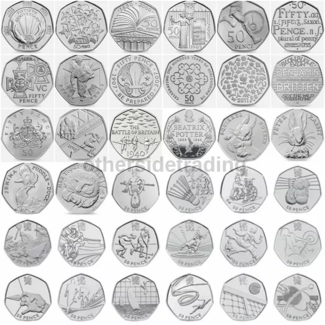 20 MIXED 50p coins Full Bag commemorative British 20x50p 1997-2023 LUCKY DIP 50p 2