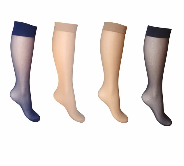 2 pair Knee Highs 15 den Sheer Socks Comfort Top for Women Trouser Pop Socks