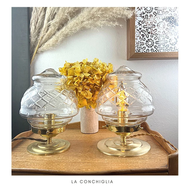 Abat-jour Vintage En Verre Transparent - Gravé Chameaux & Palmiers - 6" De Haut - Style 19ème