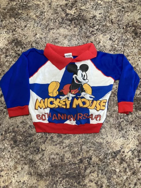 Vintage 1990s 1980s “MICKEY MOUSE 60th ANNIVERSARY”  Toddler 2T Sweatshirt RETRO