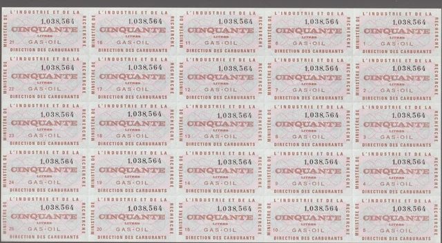 France Cinderellas Fiscal Billets Ration Carburant Auto Ministere 1969-74 NR 25
