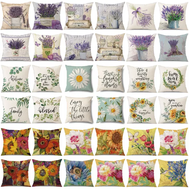 Summer Flowers Lavender Lemon Pillow Case Throw Cushion Cover Home Decor