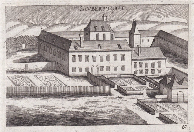 Saubersdorf St Egyden Am Steinfeld Incisione Engraving Vista Vischer 1672