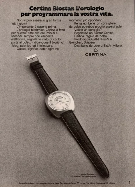 Armbanduhr Certina Biostar Werbung 1 Seite 1973 Original 4F