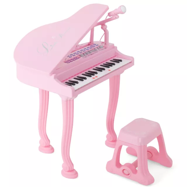 37 Keys Kids Piano Keyboard w/Stool Portable Electronic Piano Musical Instrument 2