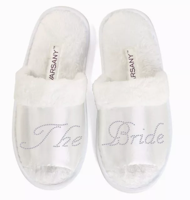 New Bridal slipper Crystal Spa Slippers Wedding Gift Brides personalised(OT)