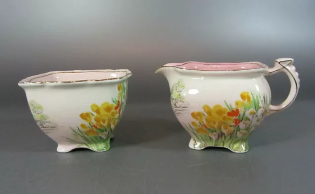 Vintage Royal Winton Standon Creamer and Sugar Bowl England Breakfast Set Square